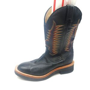 Boulet Cowboy Boots Black Leather Mens Size 10 C Western Rodeo Canada